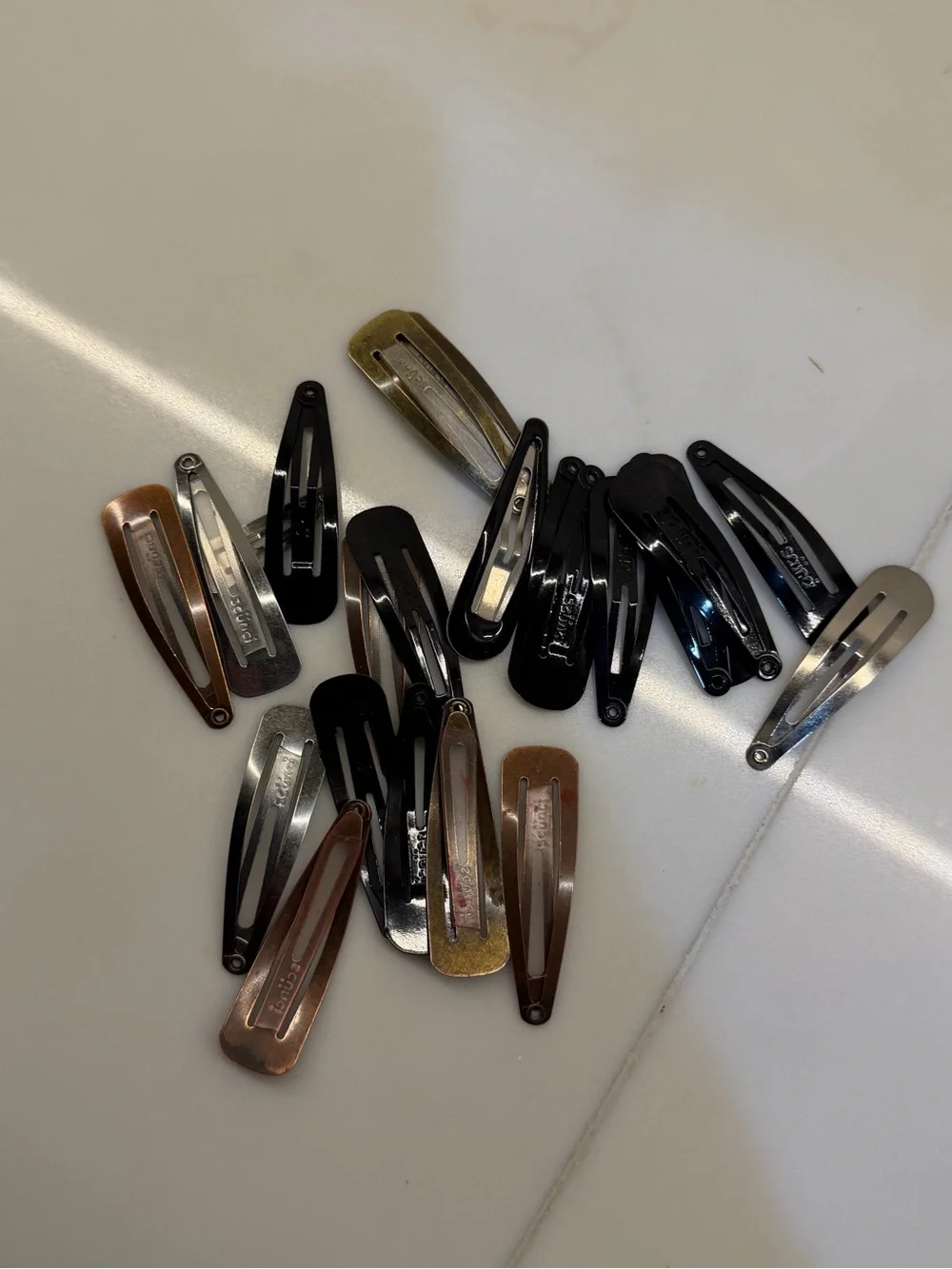 Assorted Metal Snap Hair Clips and Mini Claw Clips - Black, Silver, Brown